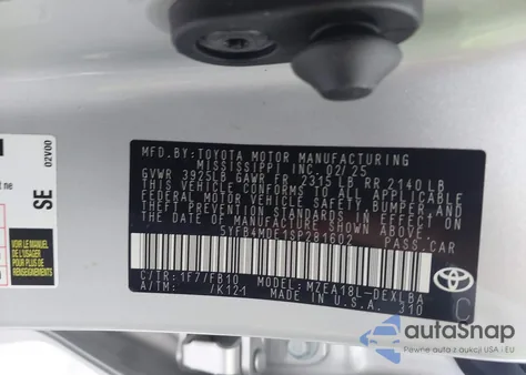 2025 Toyota Corolla Le из США, поврежденный, VIN 5YFB4MDE1SP281602